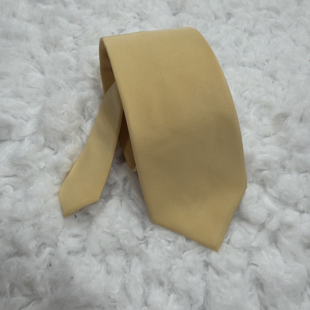 Bally Switzerland 100% Silk Tie Canary Yellow Skinny Slim 3"  Handmade In Spain
